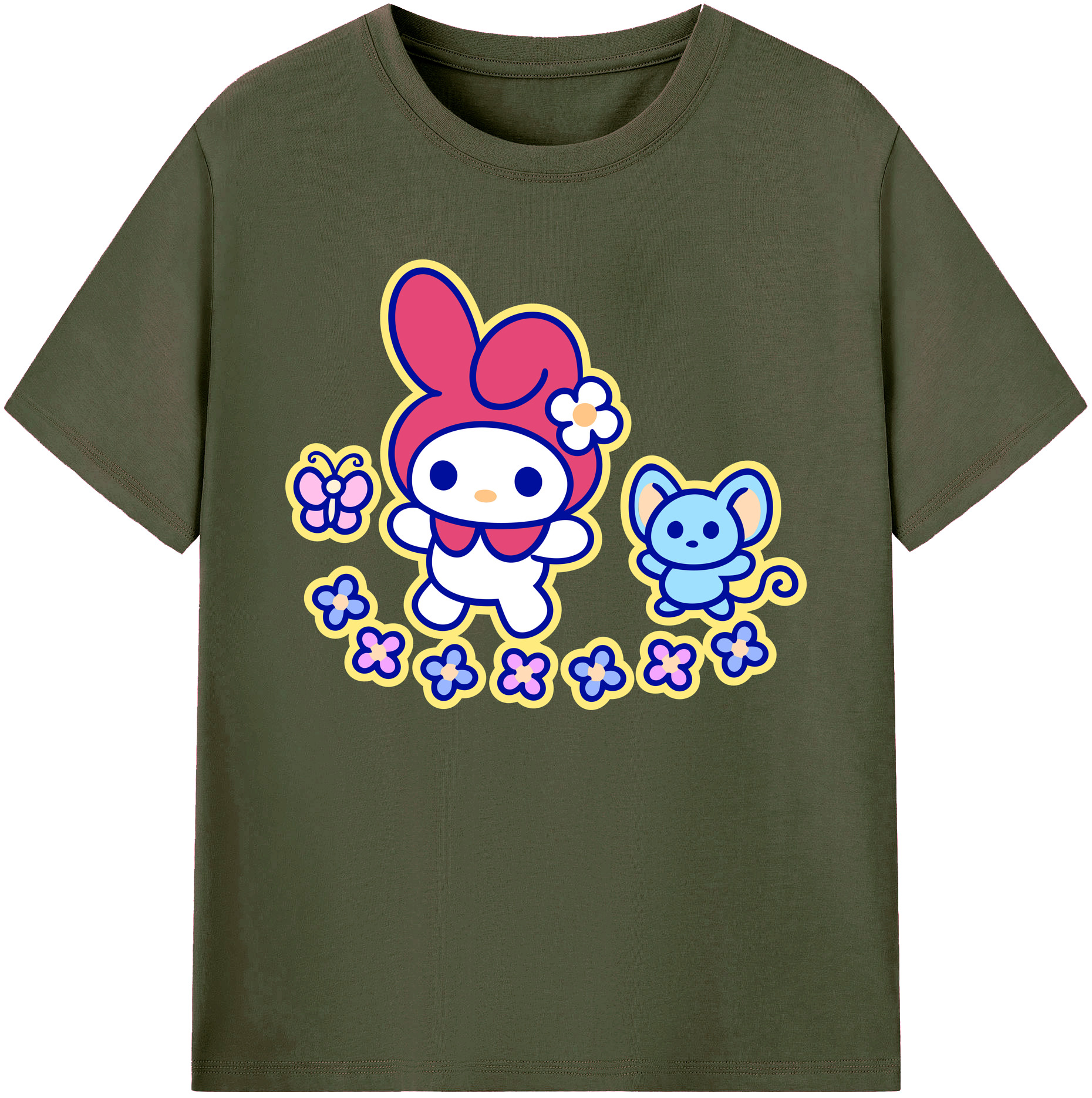 （画像用） Hello Kitty ハローキティ 綿100％ メンズ半袖Tシャツ｜肌触りやわらか＆通気性
